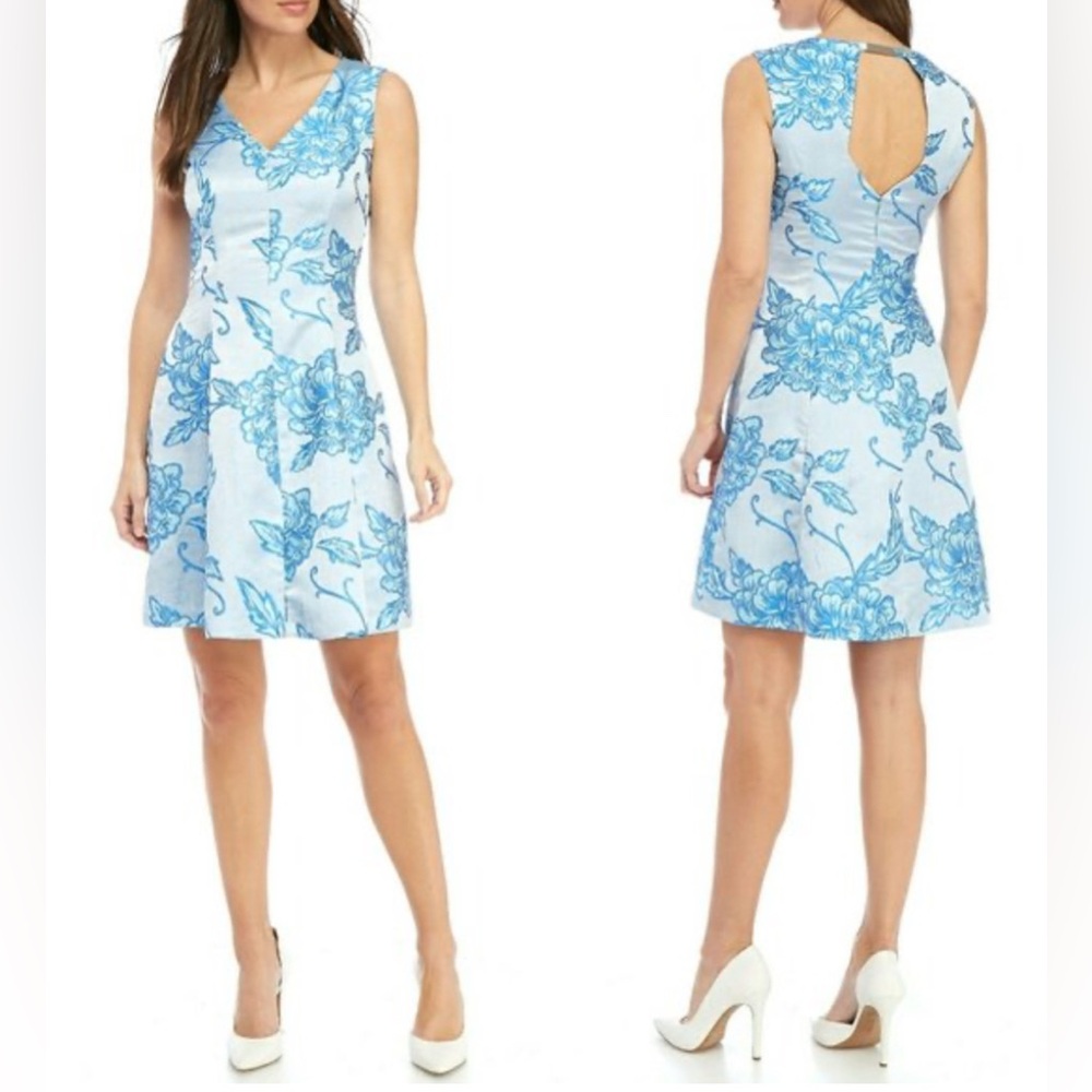 Nanette Lepore V-Neck Floral‎ Dress in Blue - 12